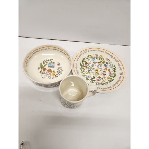 Vtg Children's Lenox Dinner Set "Gentle Friends" Plate Bowl Cup Made in USA - Picture 2 of 6